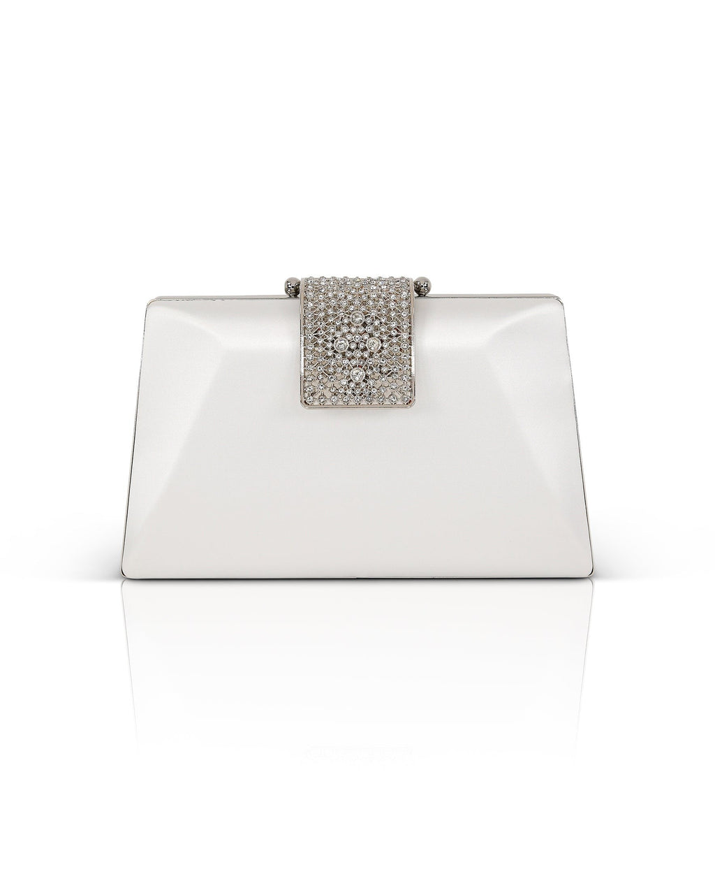 Amira Satin Faceted Trapezoid Minaudiere