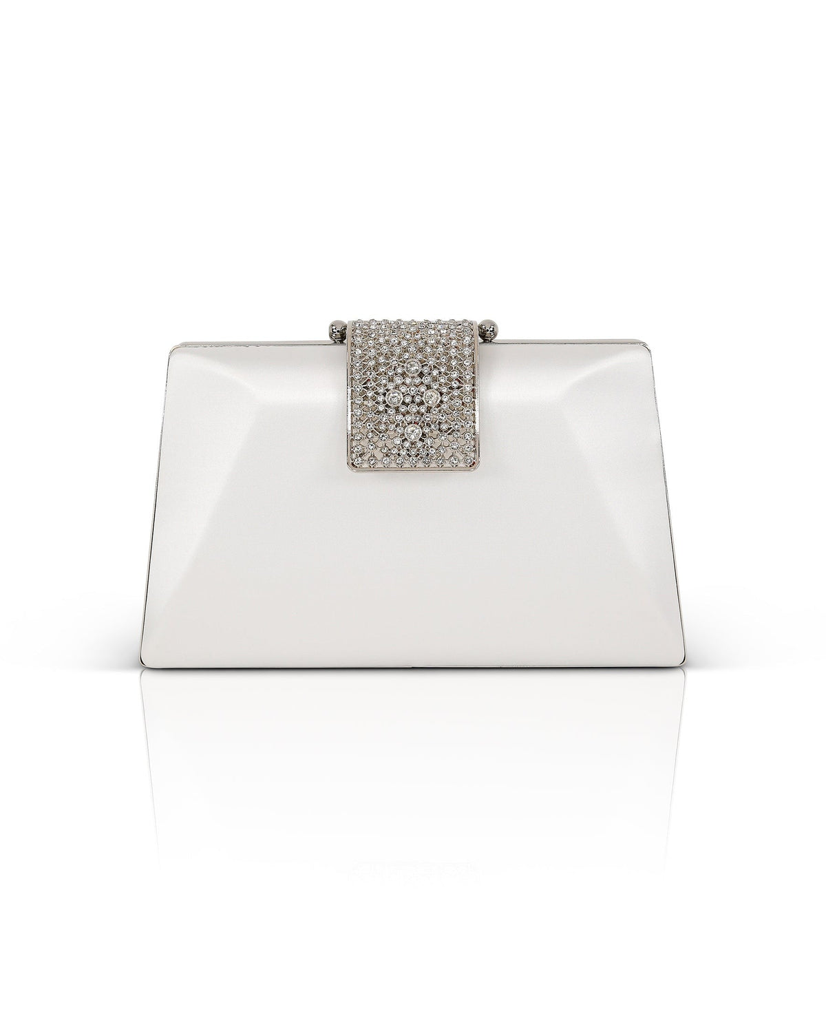 Amira Satin Faceted Trapezoid Minaudiere
