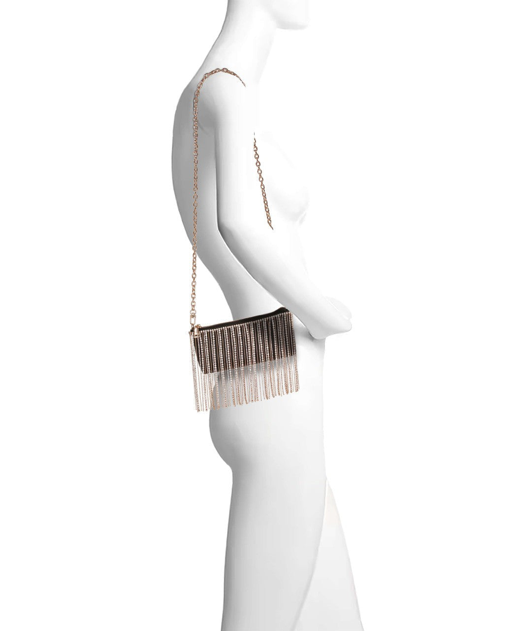 Piper Top Zip Crystal Fringe Leather Crossbody