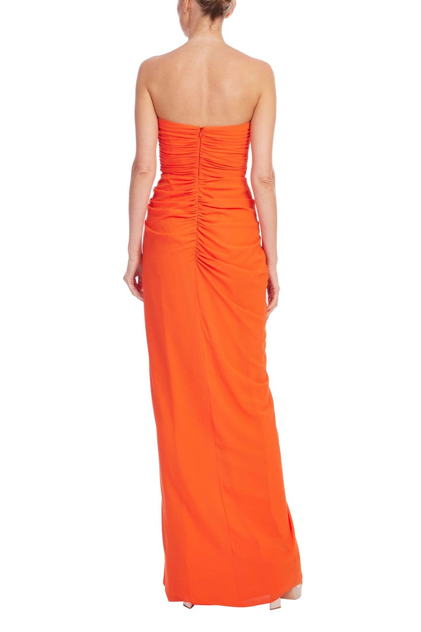 Strapless Pleated Ruffle Gown