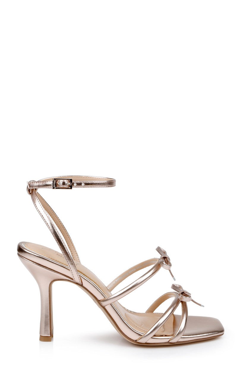 Kiyomi II Metallic Delicate Sandal with Bow Straps