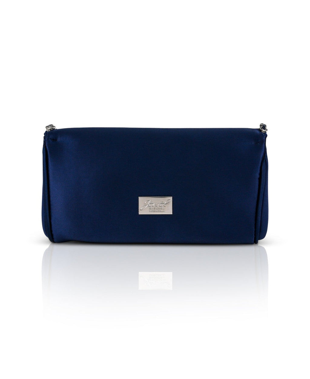 Talia Satin Double Flap Clutch with Crystal Trim