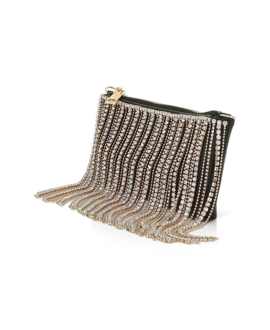 Piper Top Zip Crystal Fringe Leather Crossbody
