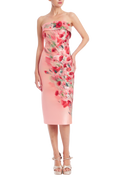 Strapless Beaded Floral Sheath Dress