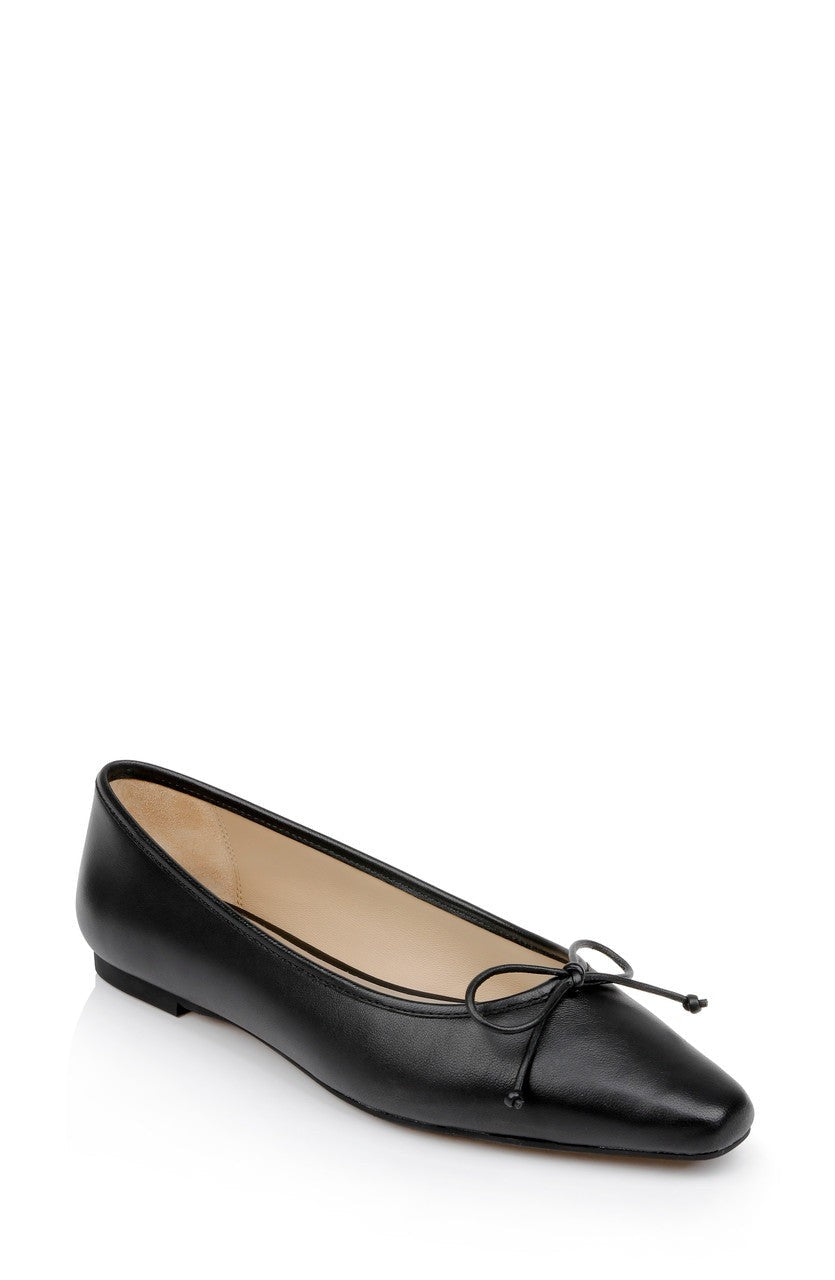 Cam Pointed Toe Leather Flats with Bow