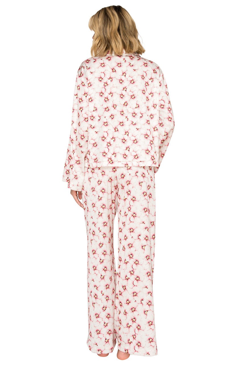 Luxe Floral Satin Long Sleeve & Wide Leg Pajama Set