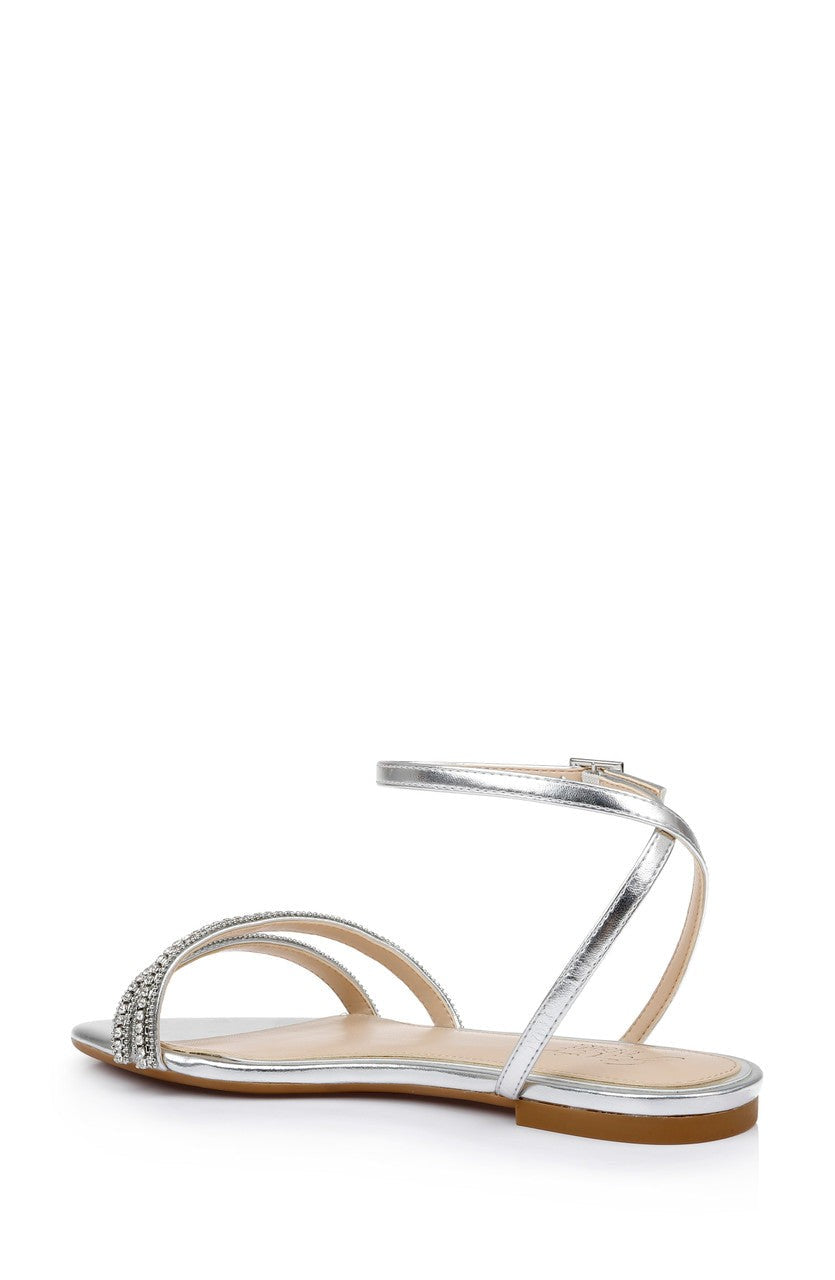 Roslyn Metallic Flat Sandal with Crystals