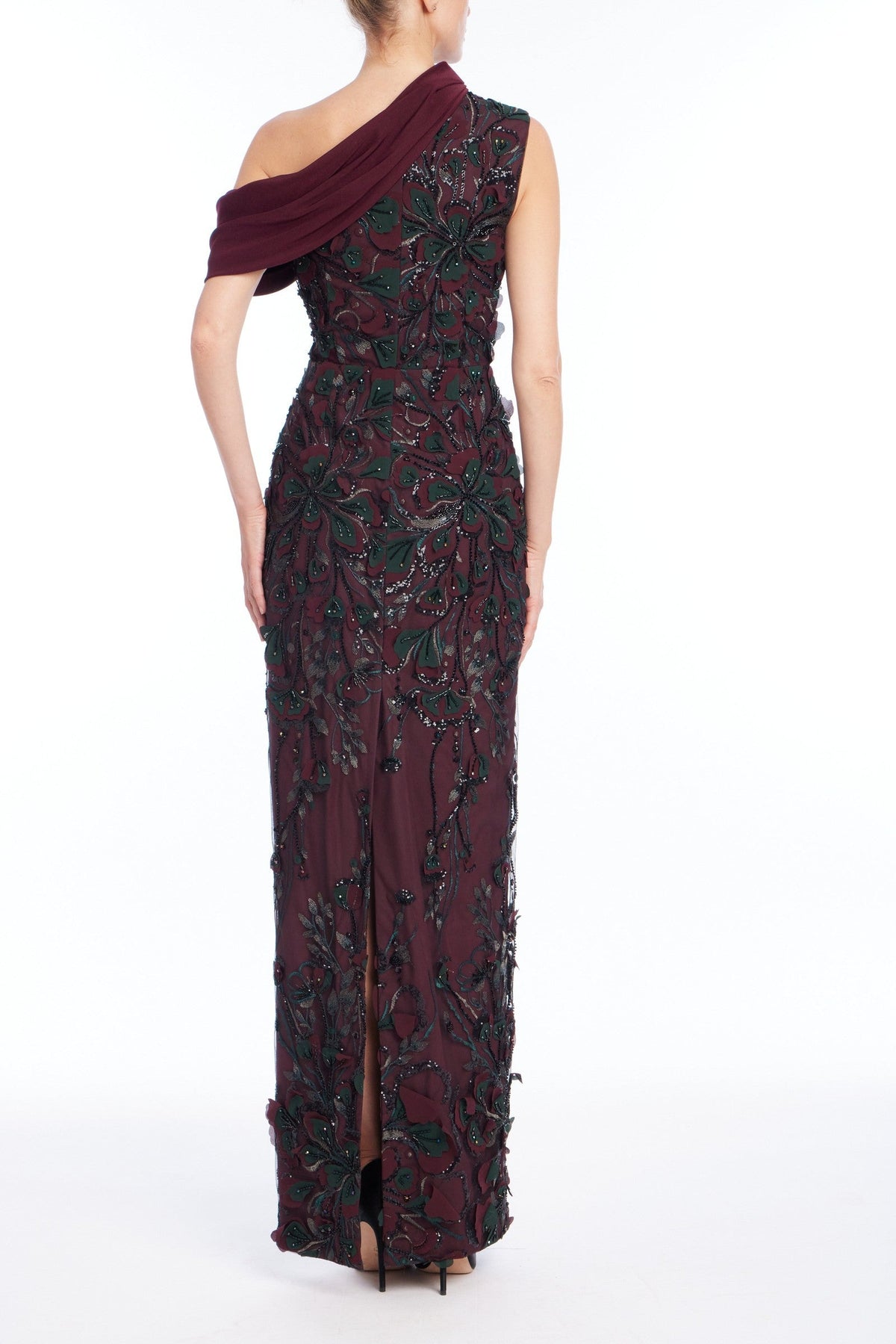 Embroidered Drape Gown