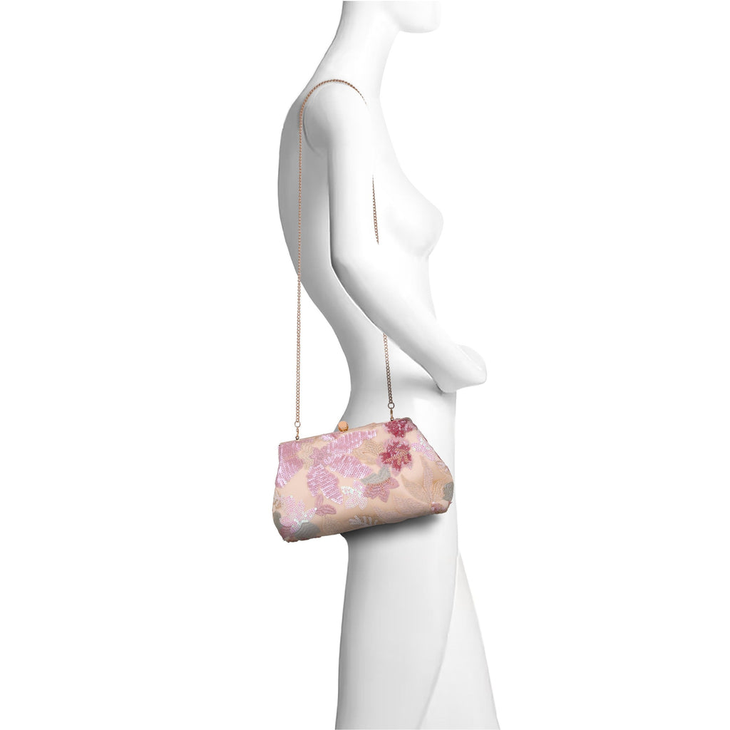Elara Floral Sequin Pouch Clutch