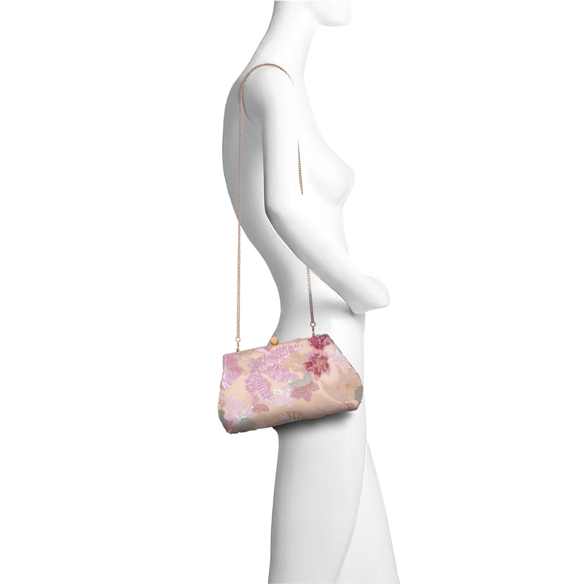 Elara Floral Sequin Pouch Clutch