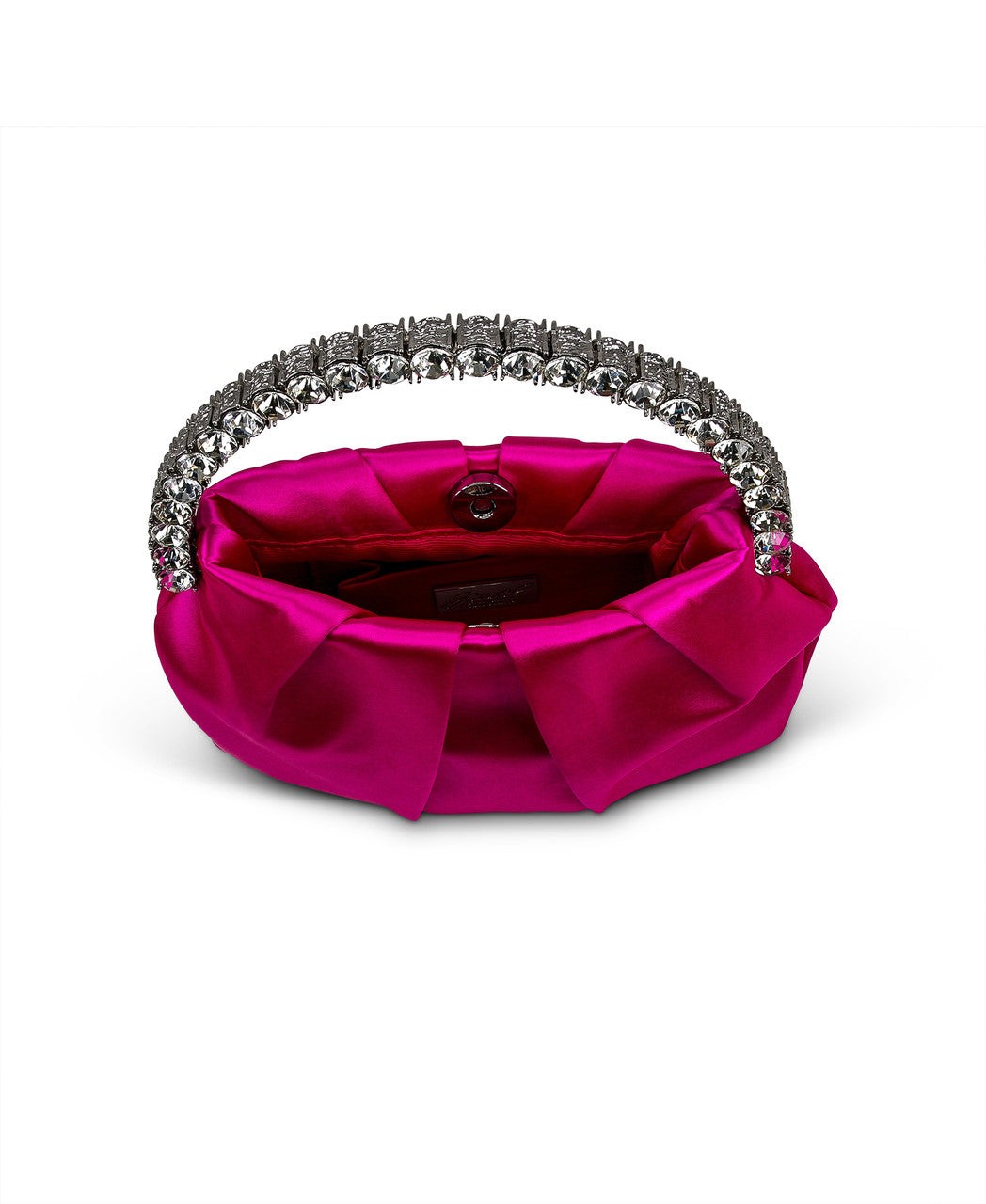Audrey Pleated Satin Pouch with Halfmoon Crystal Handle