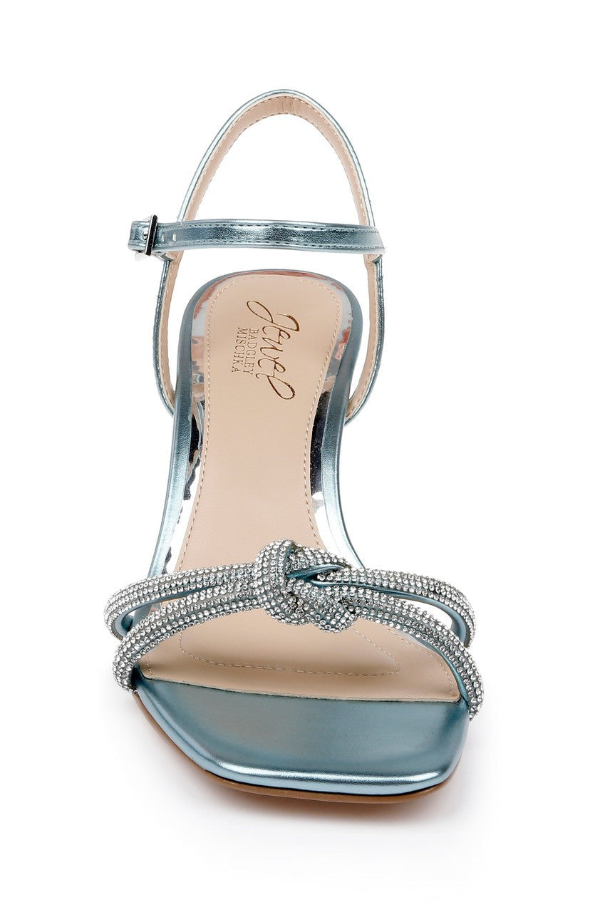 Maci Metallic Sandal with Rhinestone Knot Detail