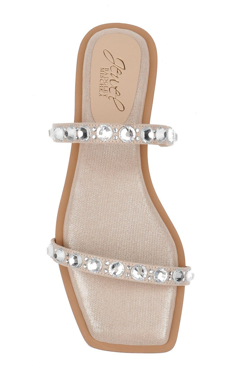 Honesty Flat Sandals with Gemstone-Studded Straps
