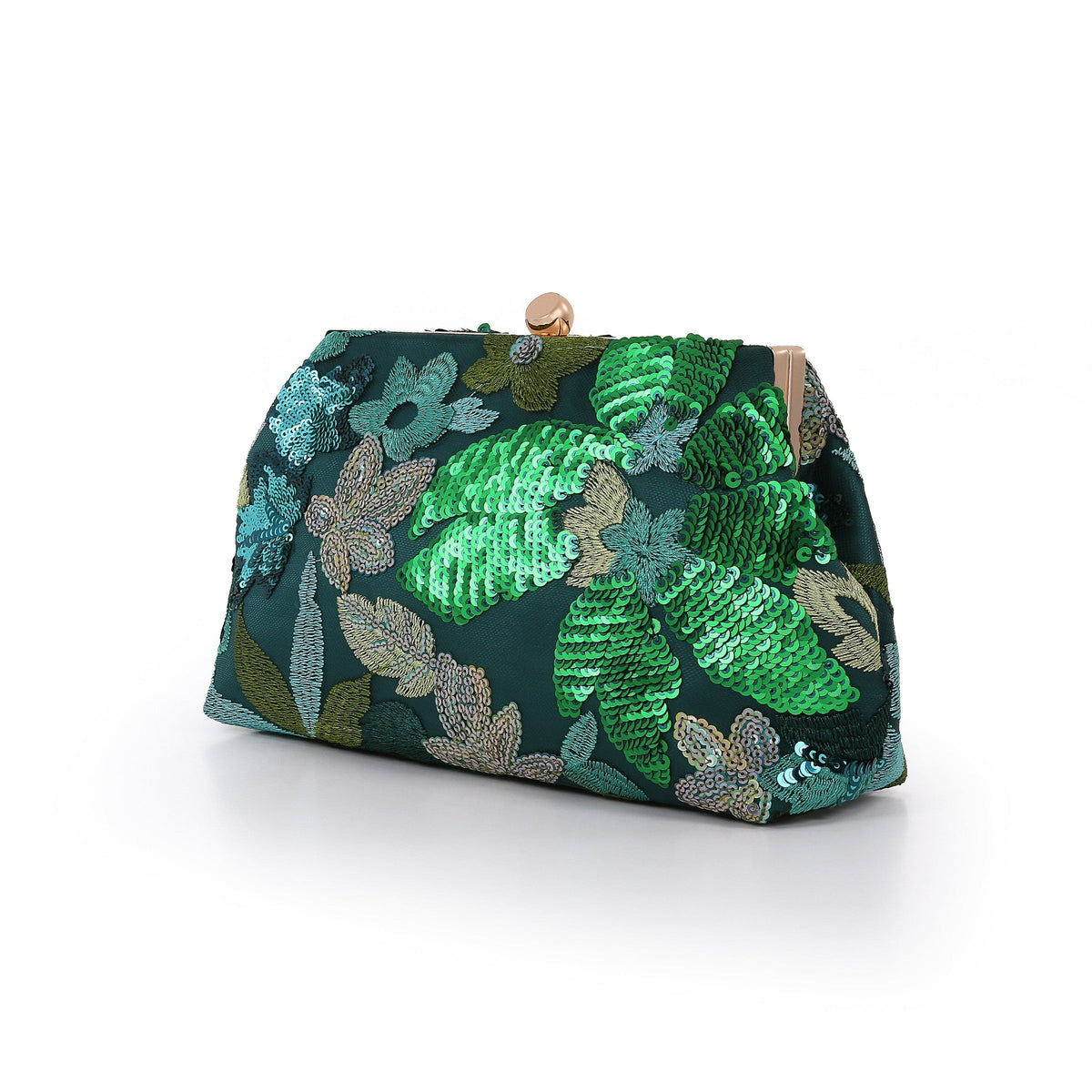 Elara Floral Sequin Pouch Clutch