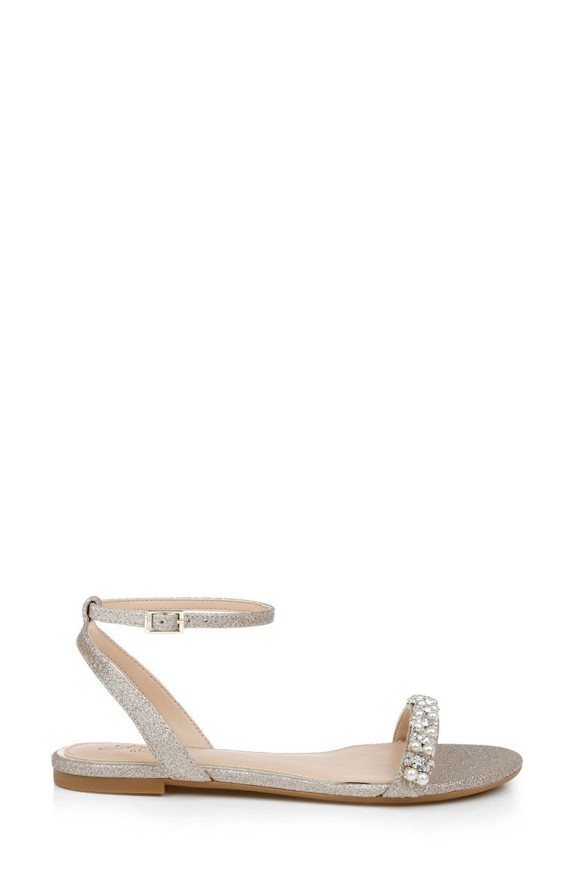 Daria Pearl and Crystal Flat Sandals