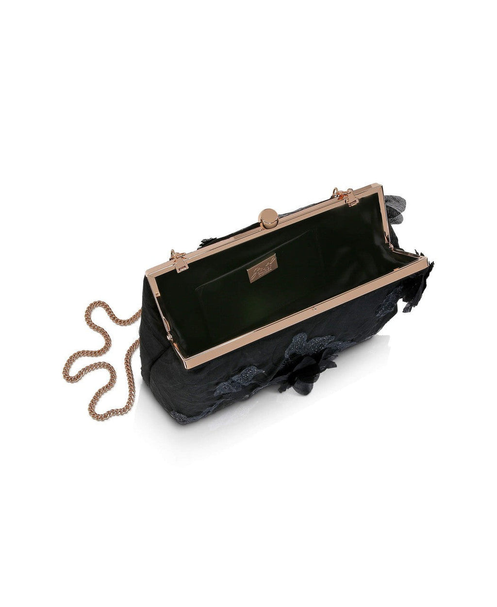 Lila Floral Applique Pouch Clutch