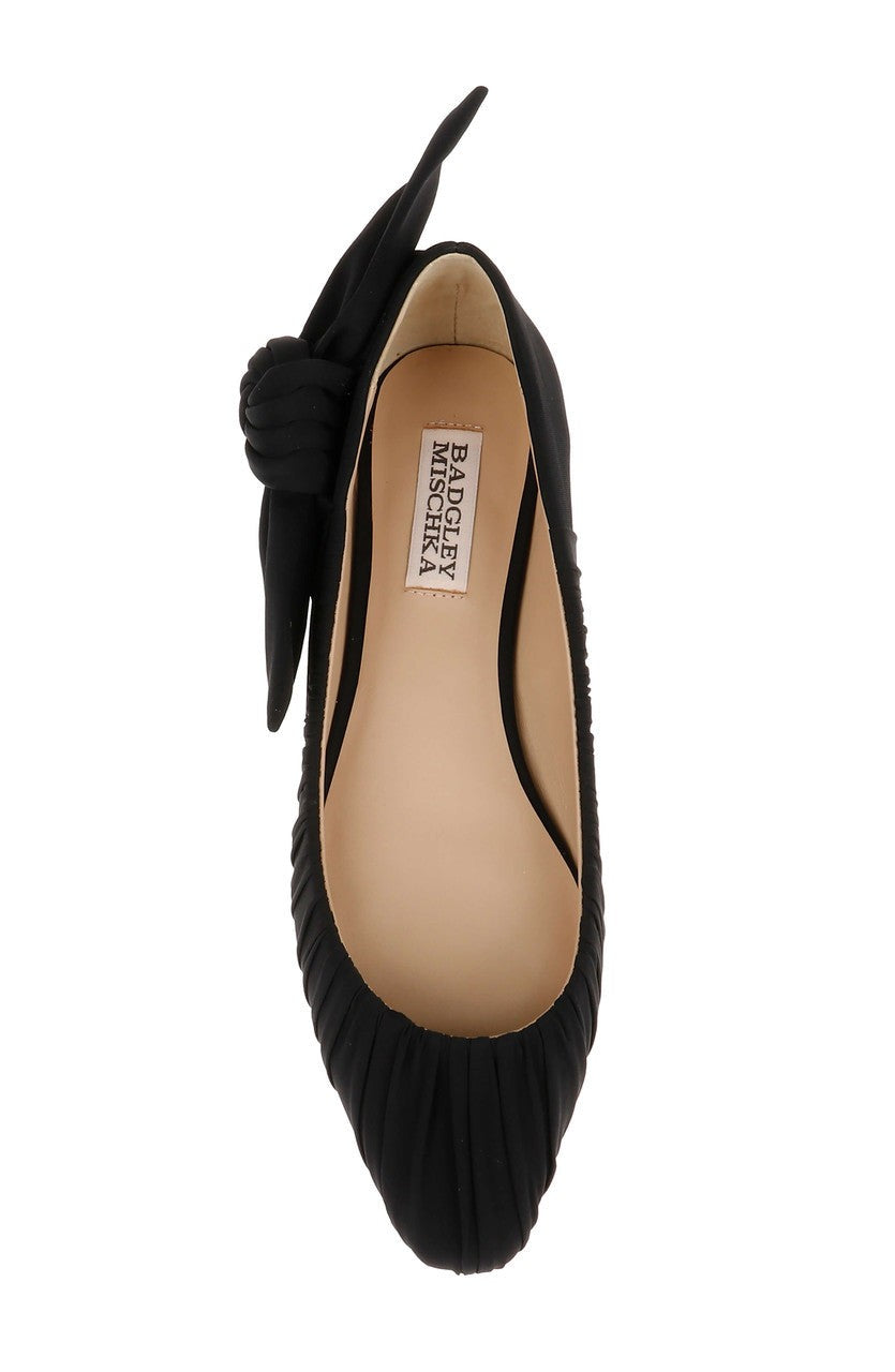 Vayln Ruched Ballet Flats with Oversized Bow