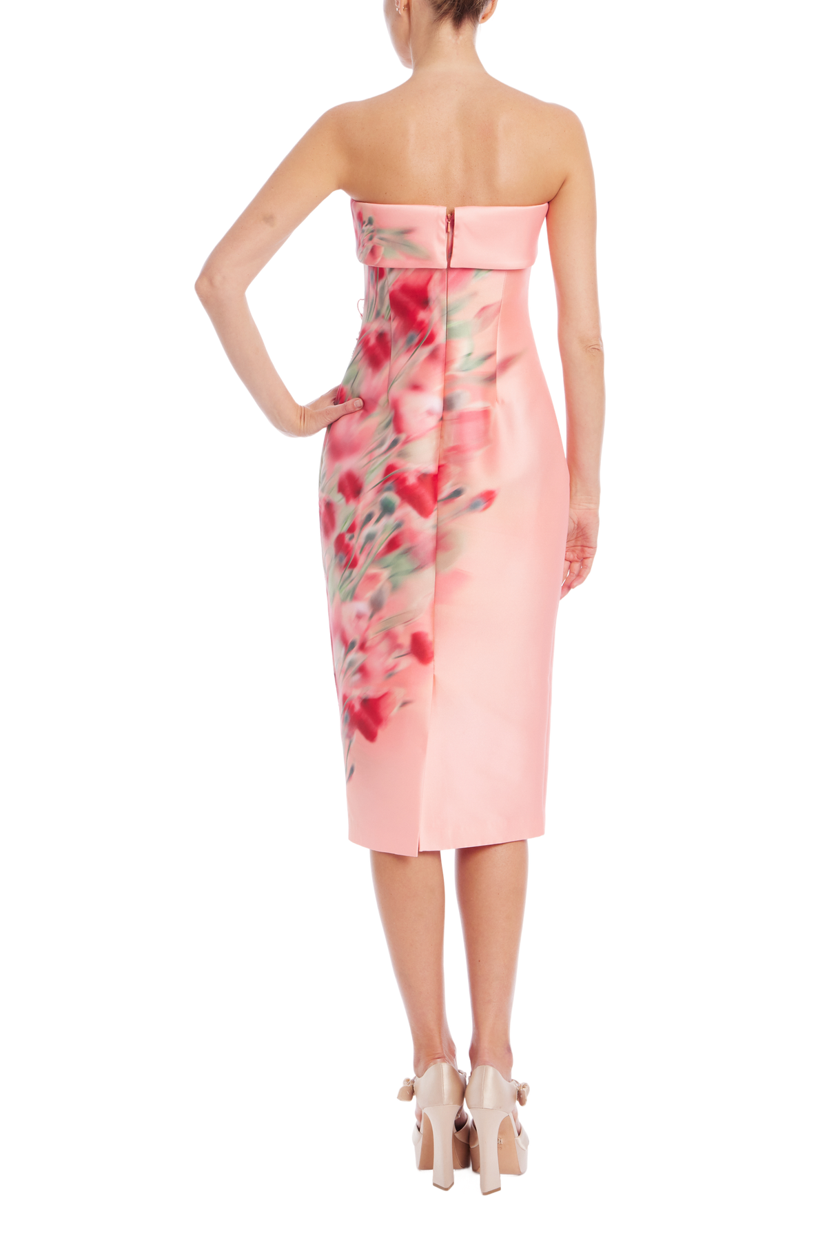 Strapless Beaded Floral Sheath Dress