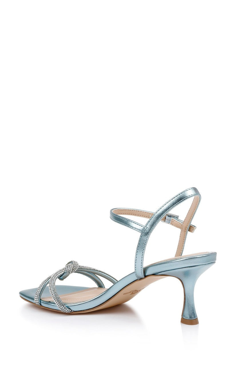 Maci Metallic Sandal with Rhinestone Knot Detail