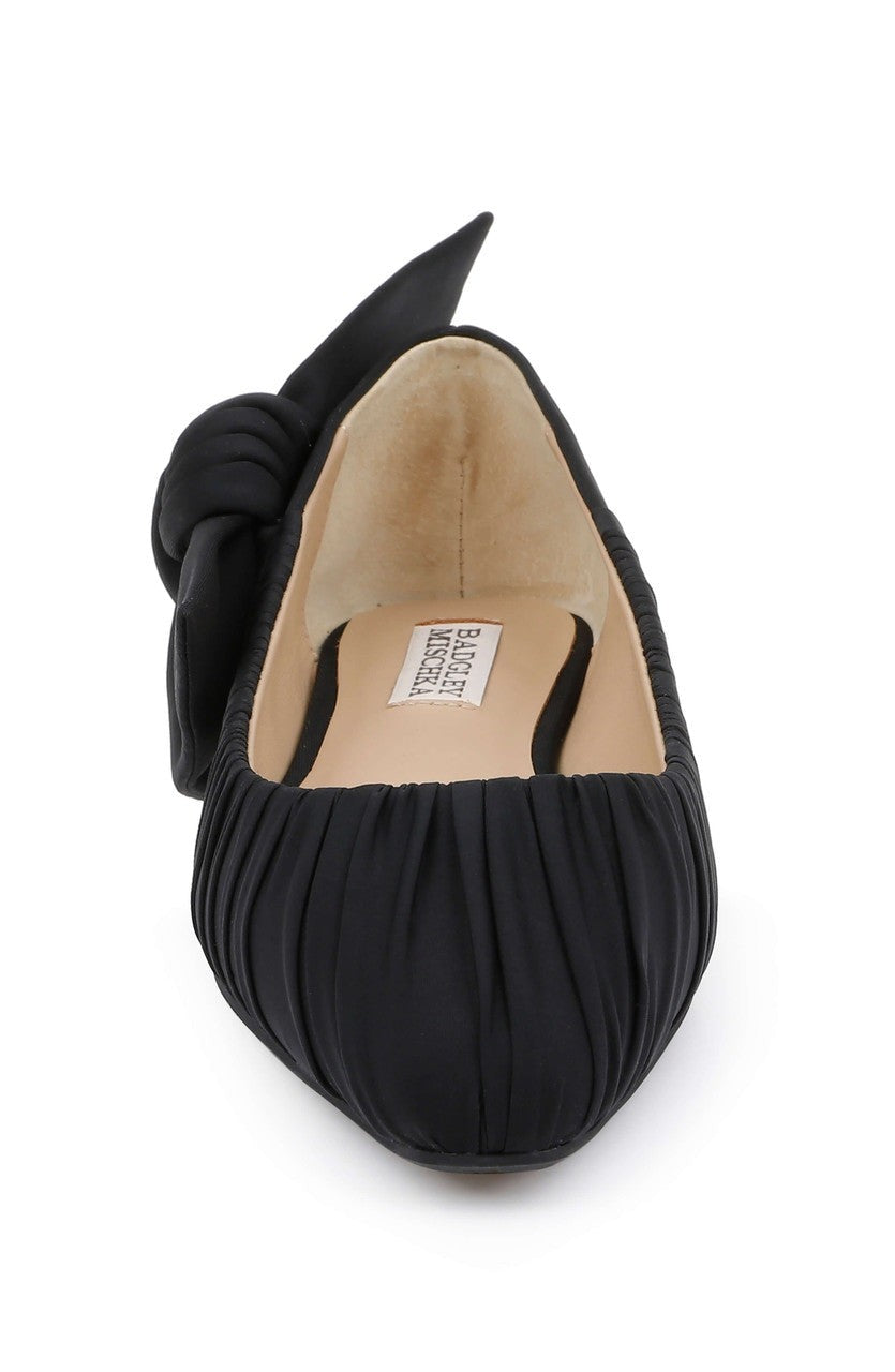 Vayln Ruched Ballet Flats with Oversized Bow