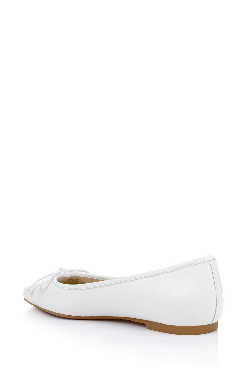 Cam Pointed Toe Leather Flats with Bow