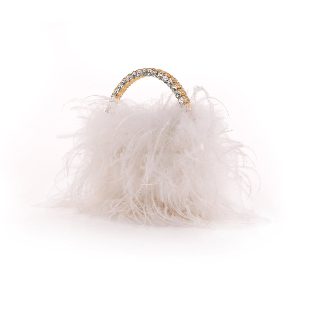 Raven Ostrich Feather Pouch Halfmoon Handle