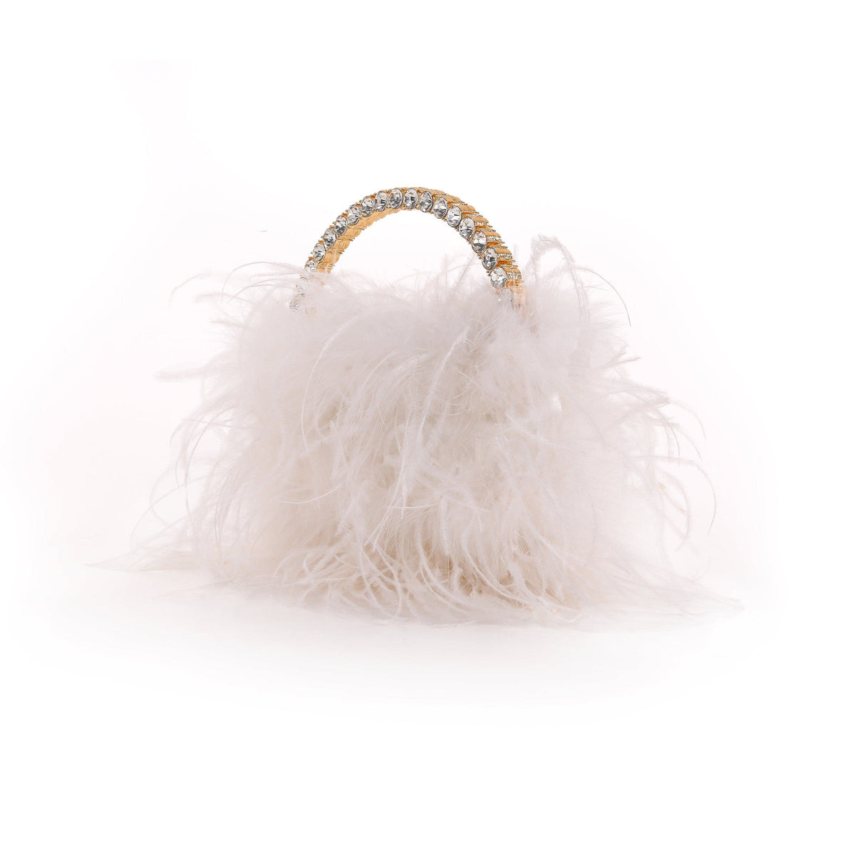 Raven Ostrich Feather Pouch Halfmoon Handle