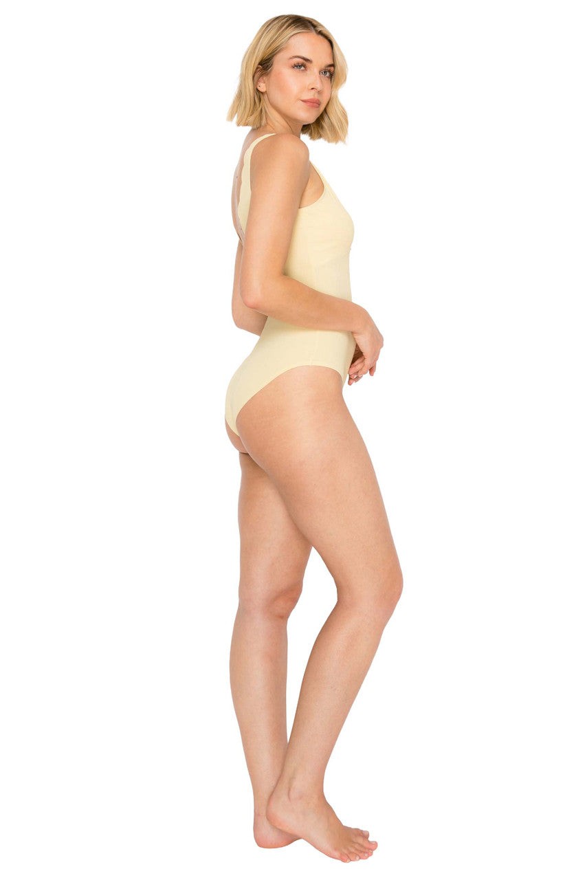 Yummy Baby Rib Scallop Edge Plunge Bodysuit
