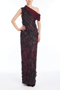 Embroidered Drape Gown