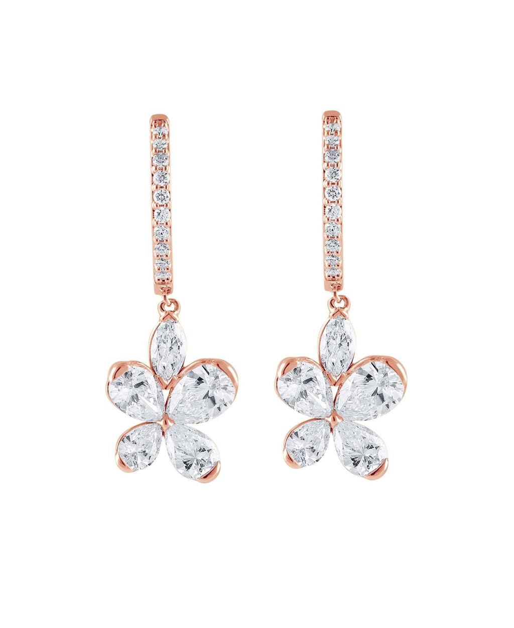Diamond Butterfly Drop Hoop Earrings