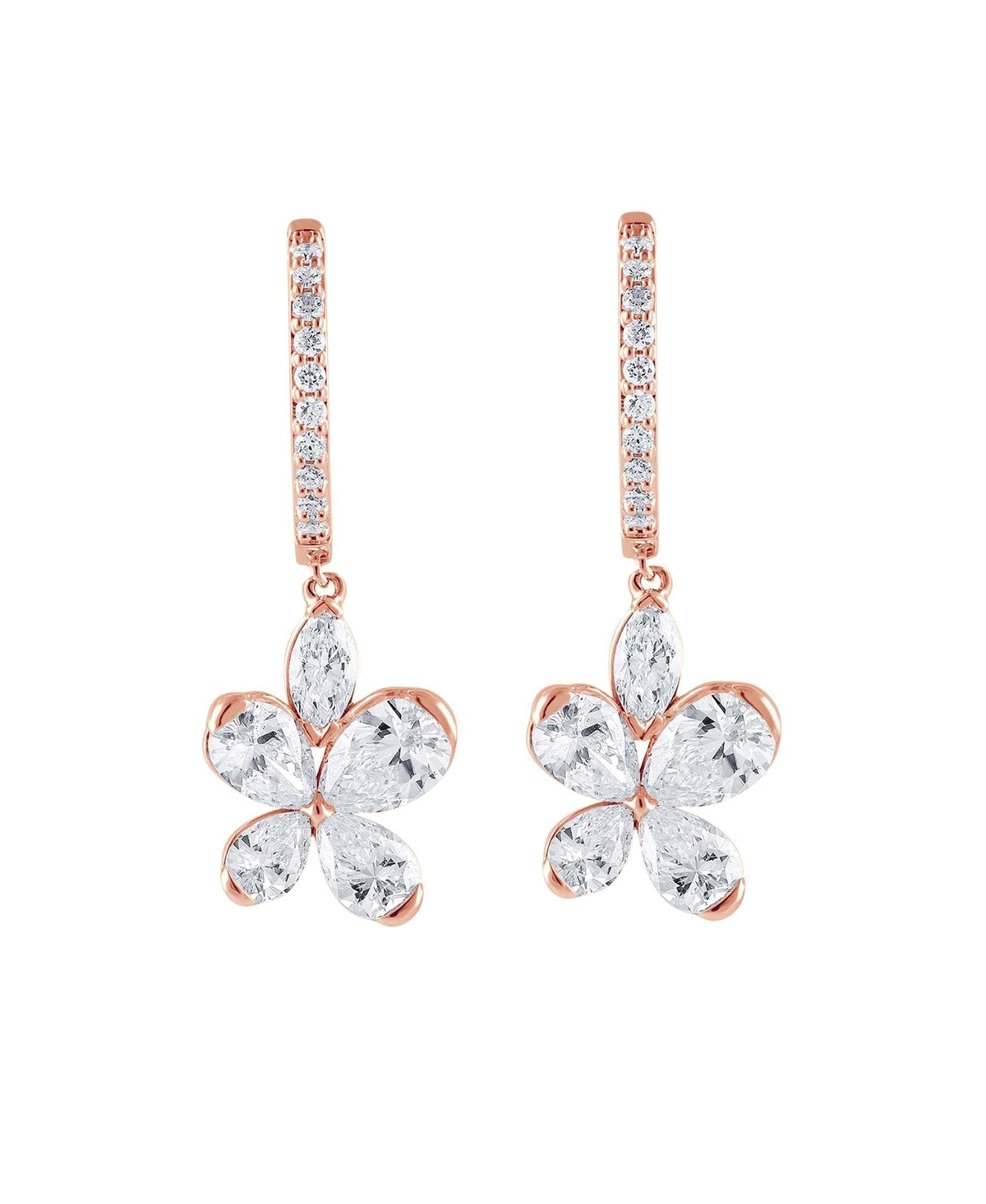 Diamond Butterfly Drop Hoop Earrings