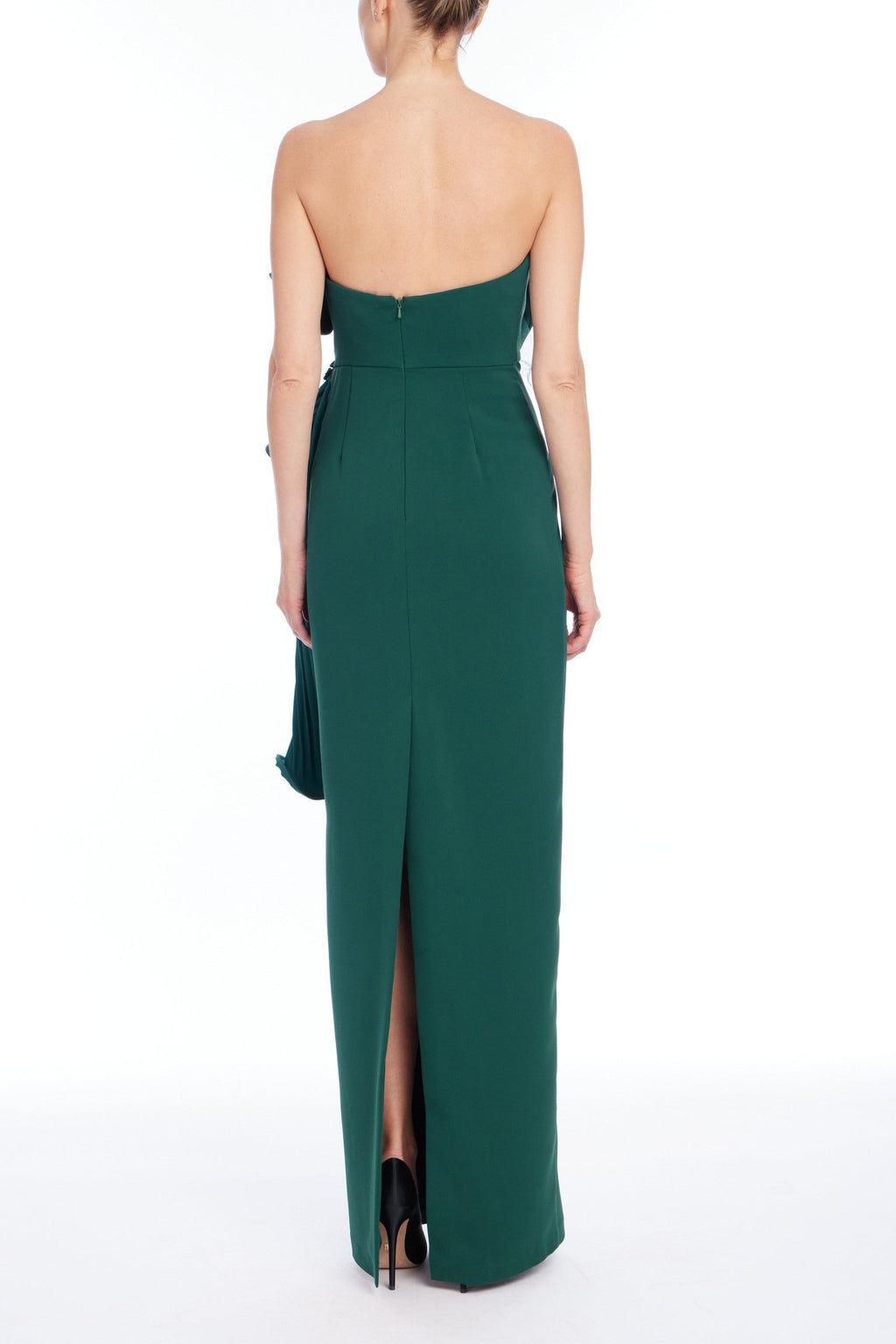Satin Floral Strapless Column Gown