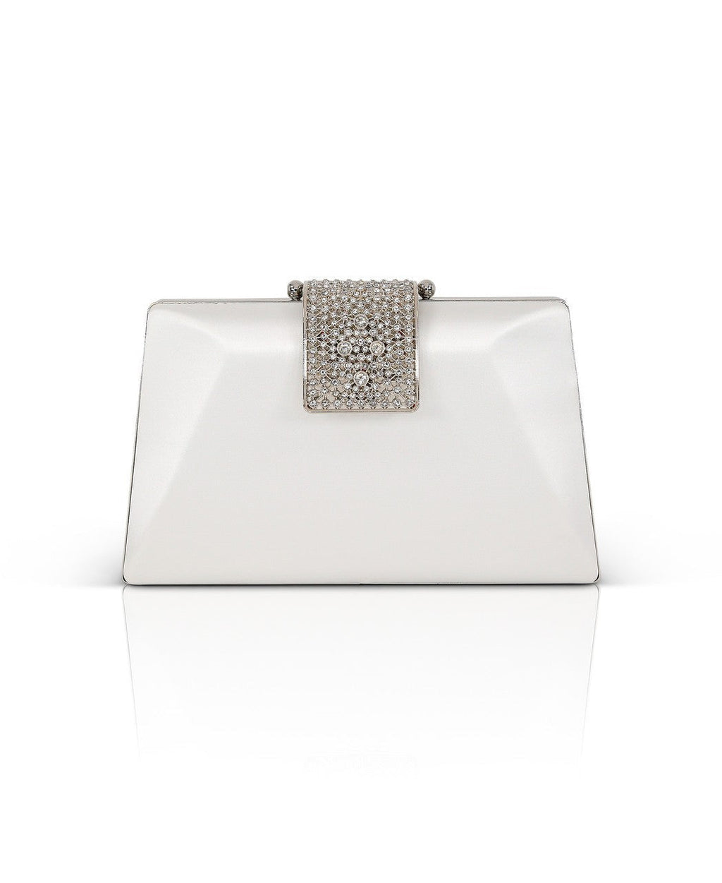 Amira Satin Faceted Trapezoid Minaudiere