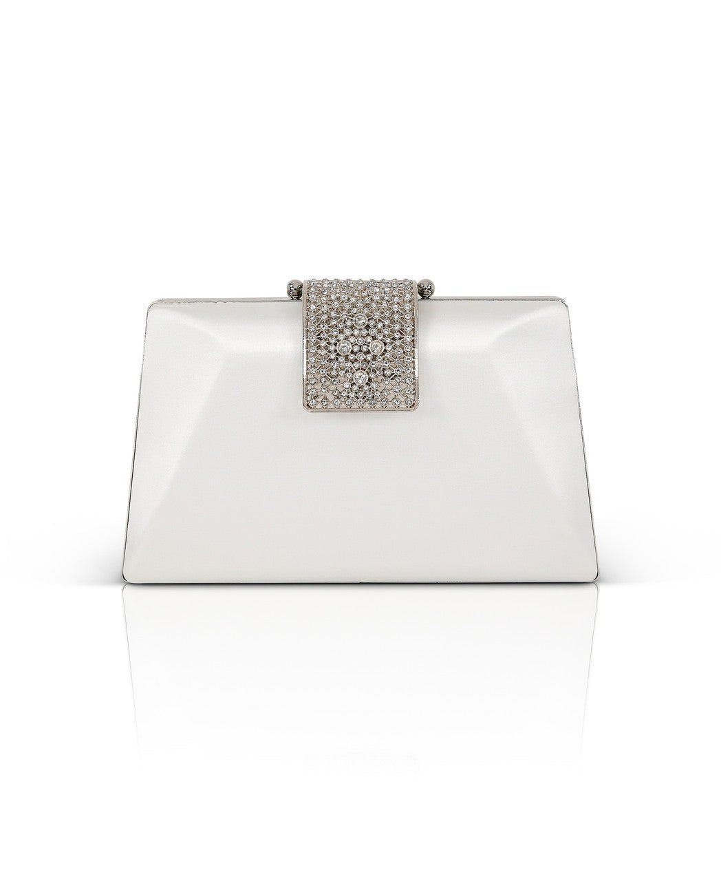 Amira Satin Faceted Trapezoid Minaudiere