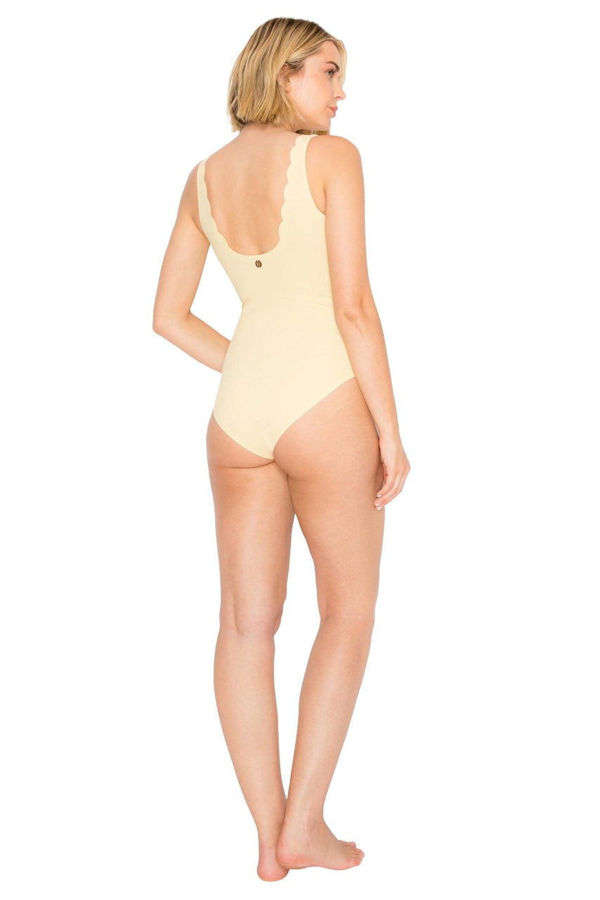 Yummy Baby Rib Scallop Edge Plunge Bodysuit