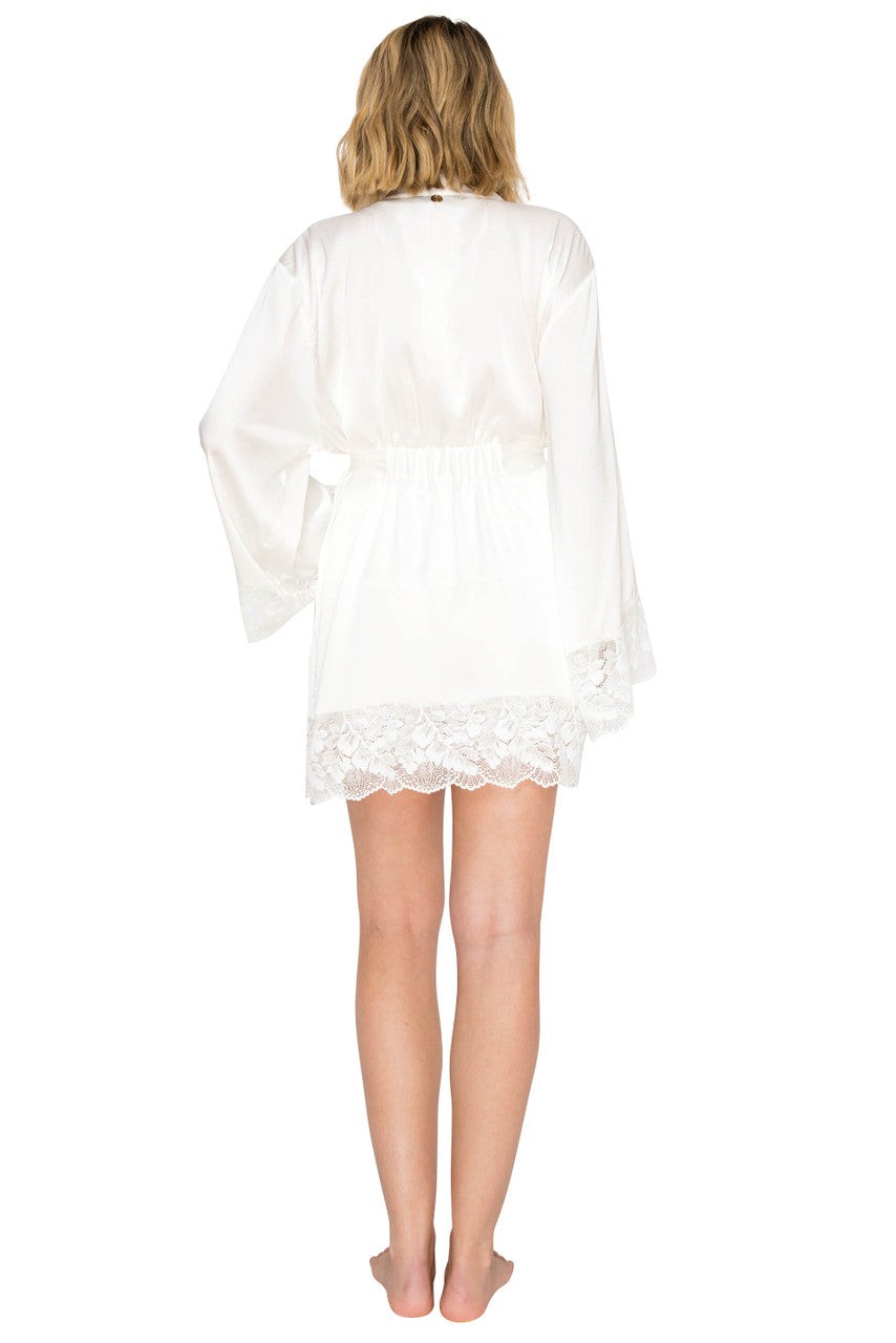 Luxe Satin & Sparkle Lace Short Wrap Robe