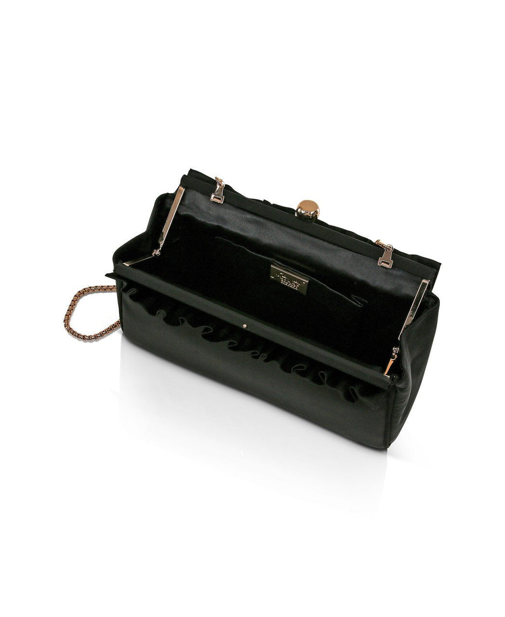 Olivia Satin Ruffle Top Pouch Clutch