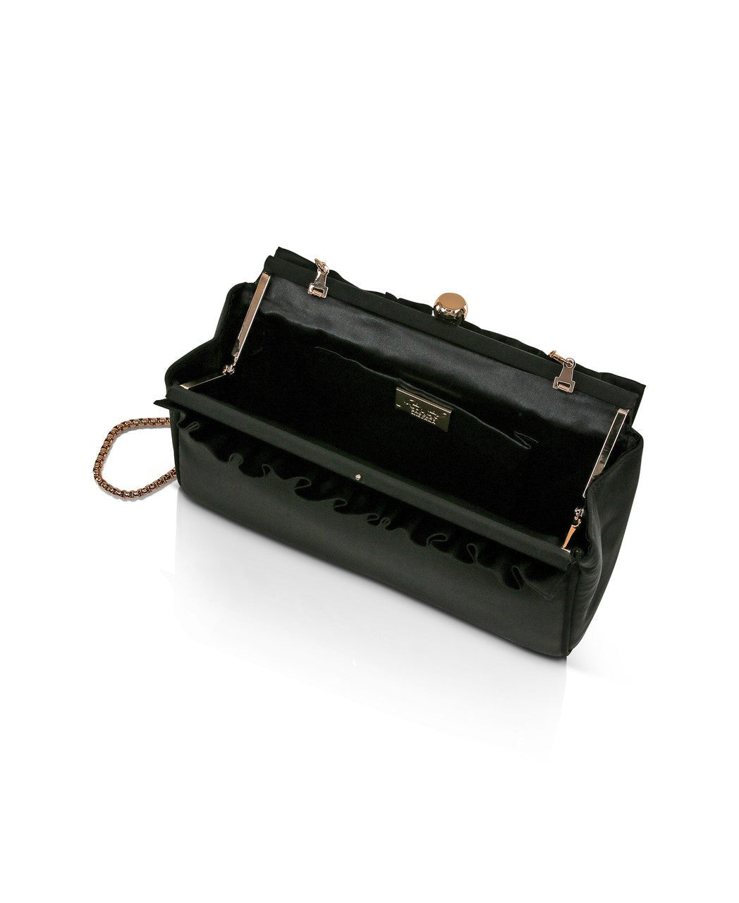 Olivia Satin Ruffle Top Pouch Clutch