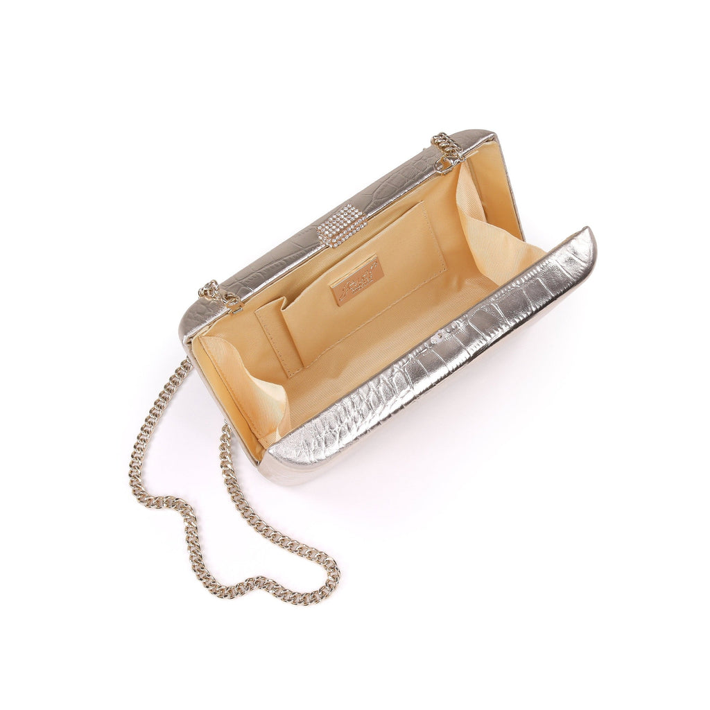 Cleo Croc Embossed Leather Minaudiere