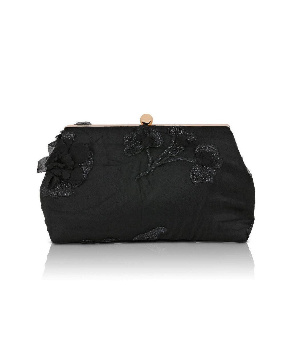 Lila Floral Applique Pouch Clutch
