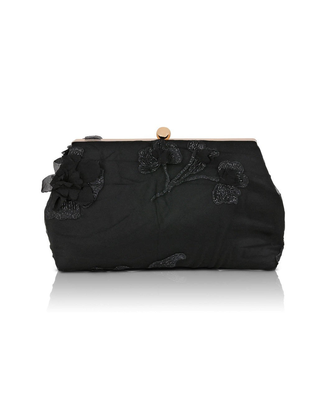 Lila Floral Applique Pouch Clutch