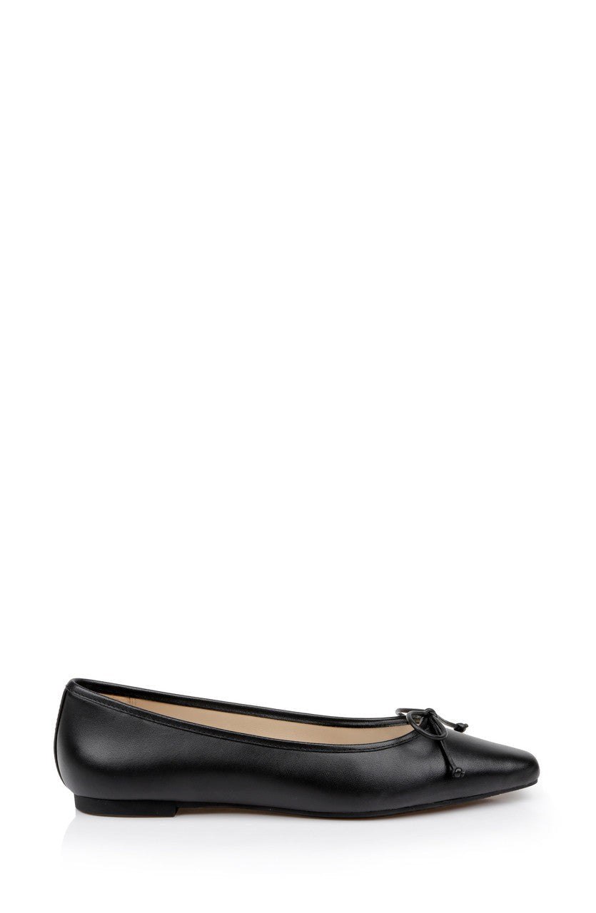 Cam Pointed Toe Leather Flats with Bow