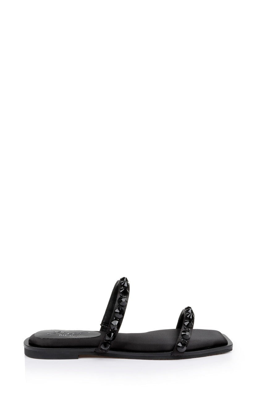 Honesty Flat Sandals with Gemstone-Studded Straps