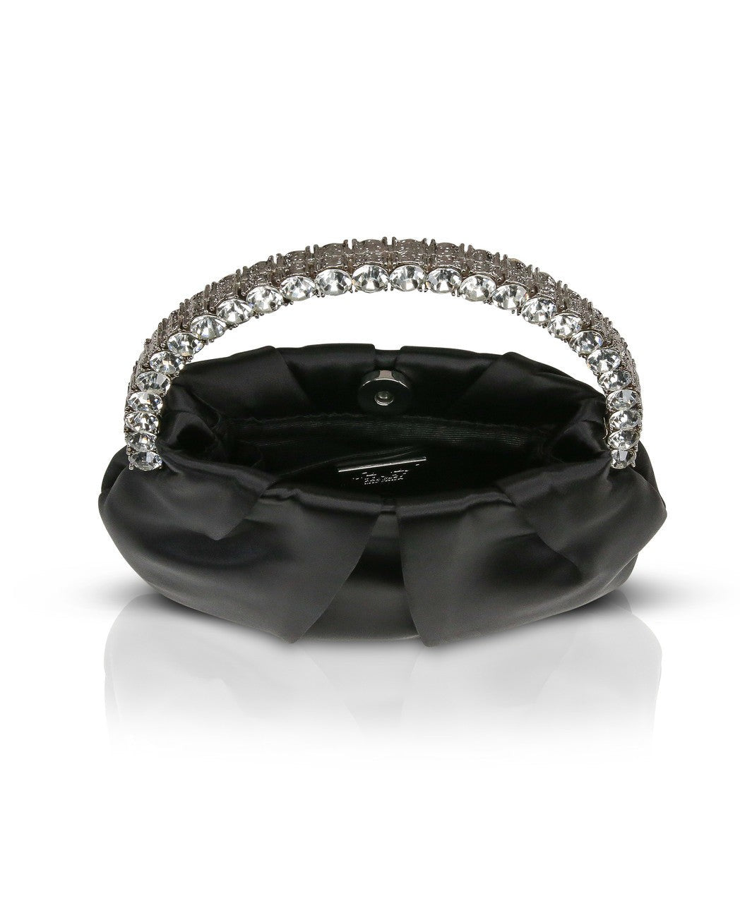 Audrey Pleated Satin Pouch with Halfmoon Crystal Handle