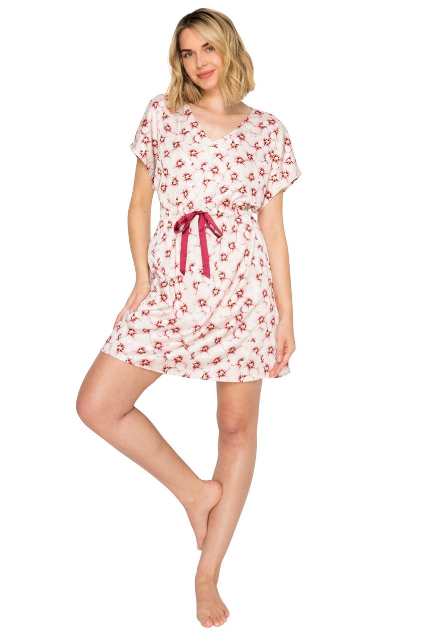 Luxe Floral Satin Dolman Short Kaftan