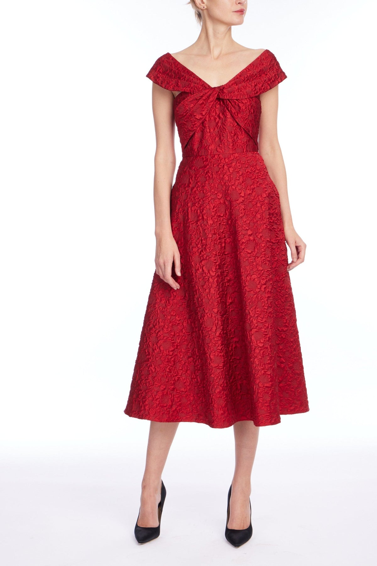 Portrait Jacquard Cocktail Dress