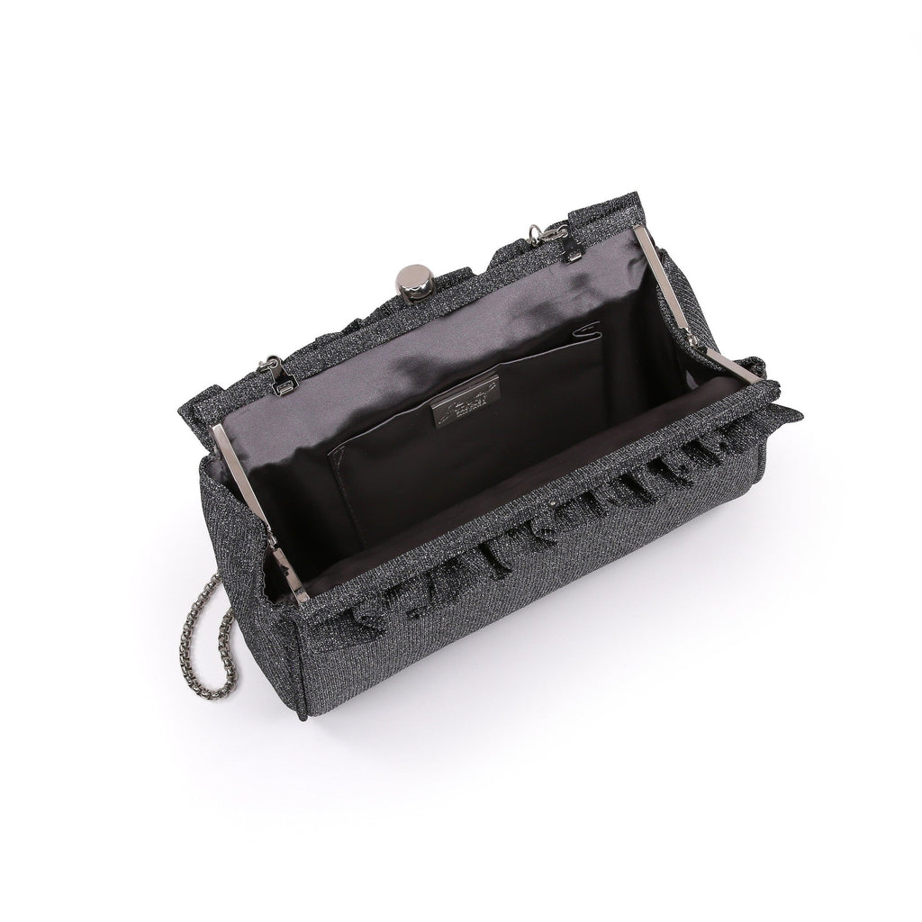 Ria Ruffled Sparkle Jacquard Clutch