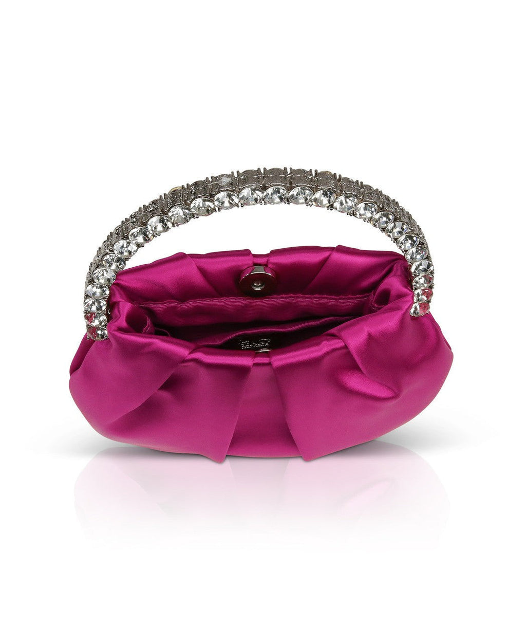 Audrey Pleated Satin Pouch with Halfmoon Crystal Handle