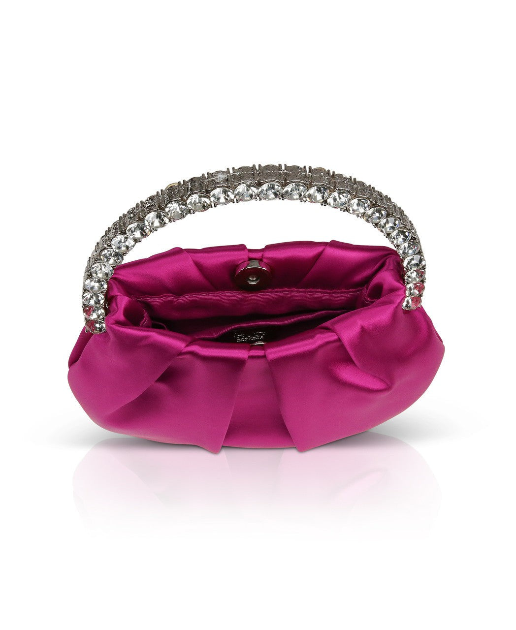 Audrey Pleated Satin Pouch with Halfmoon Crystal Handle