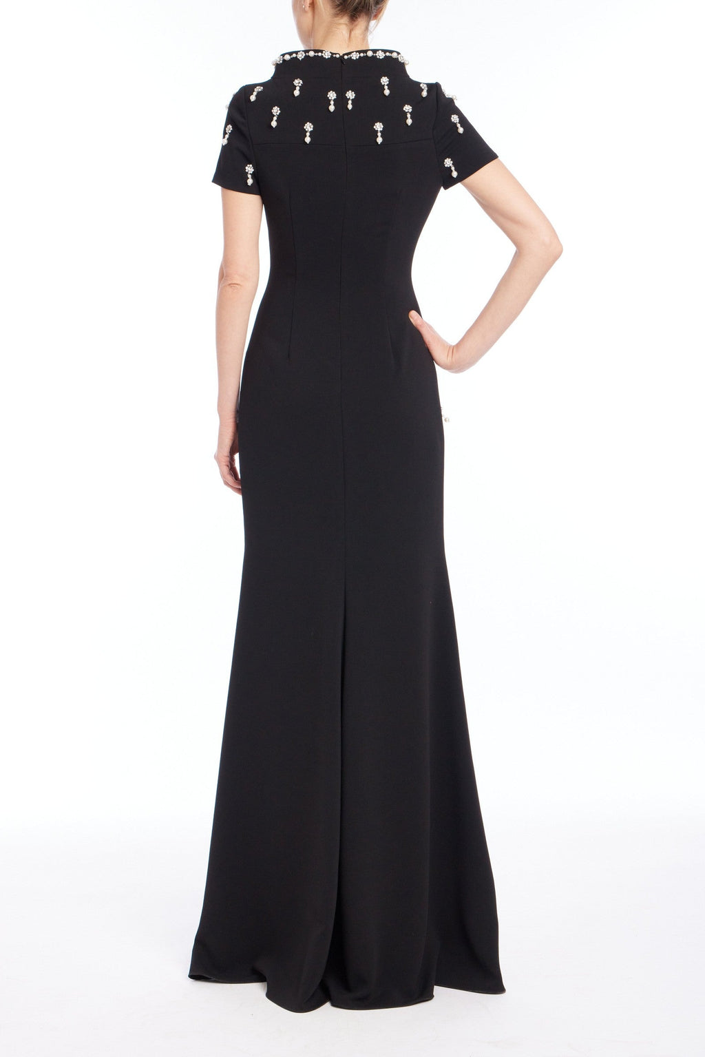 Cap Sleeve Beaded Gown